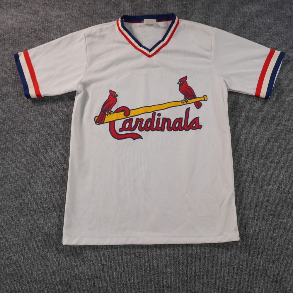MLB St. Louis Cardinals Jersey Men M White Vintage V-Neck Short Sleeve Pullover